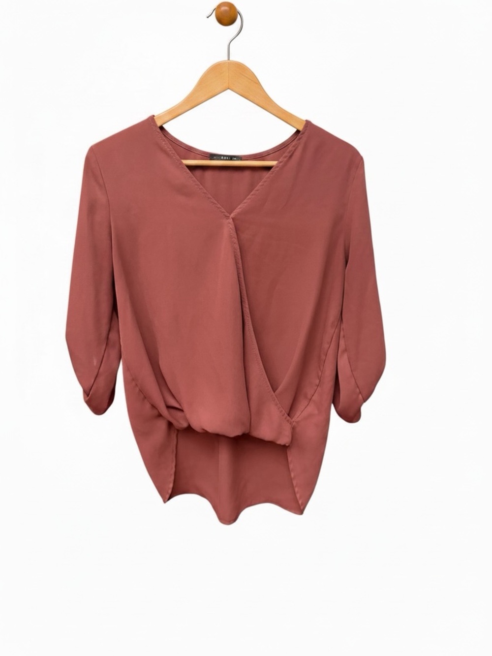 West Kei Dusty Rose Wrap-Style Blouse